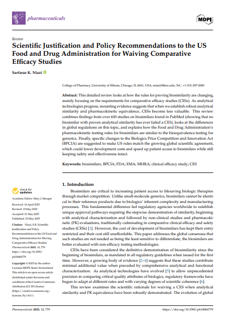 Scientific Justification And Policy Recommendations To The US Food And Drug Administration For Waiving Comparative Efficacy Studies Image
