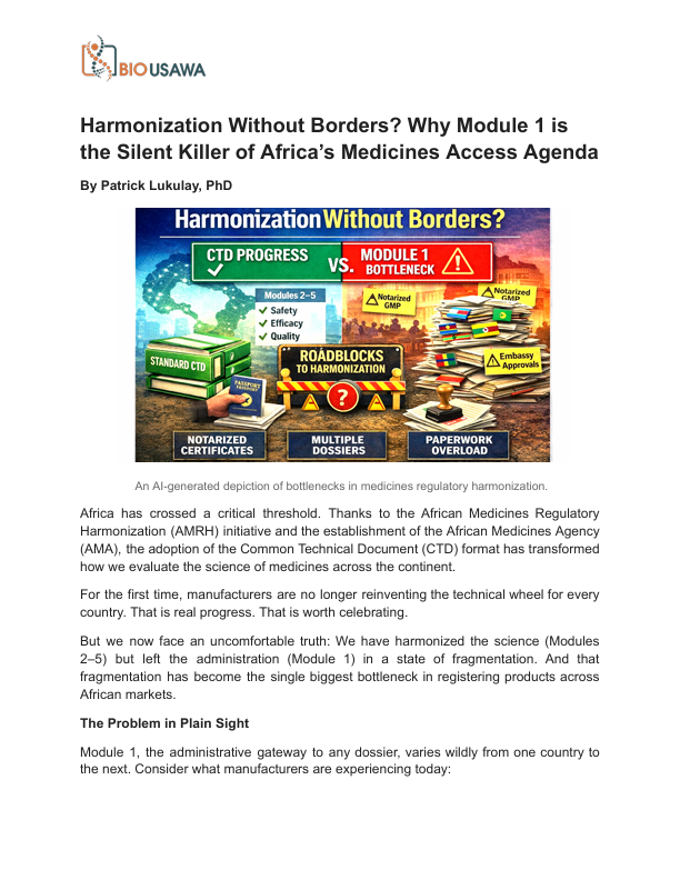 Op-Ed: Harmonization Without Borders? Why Module 1 Is the Silent Killer of Africa’s Medicines Access Agenda Image